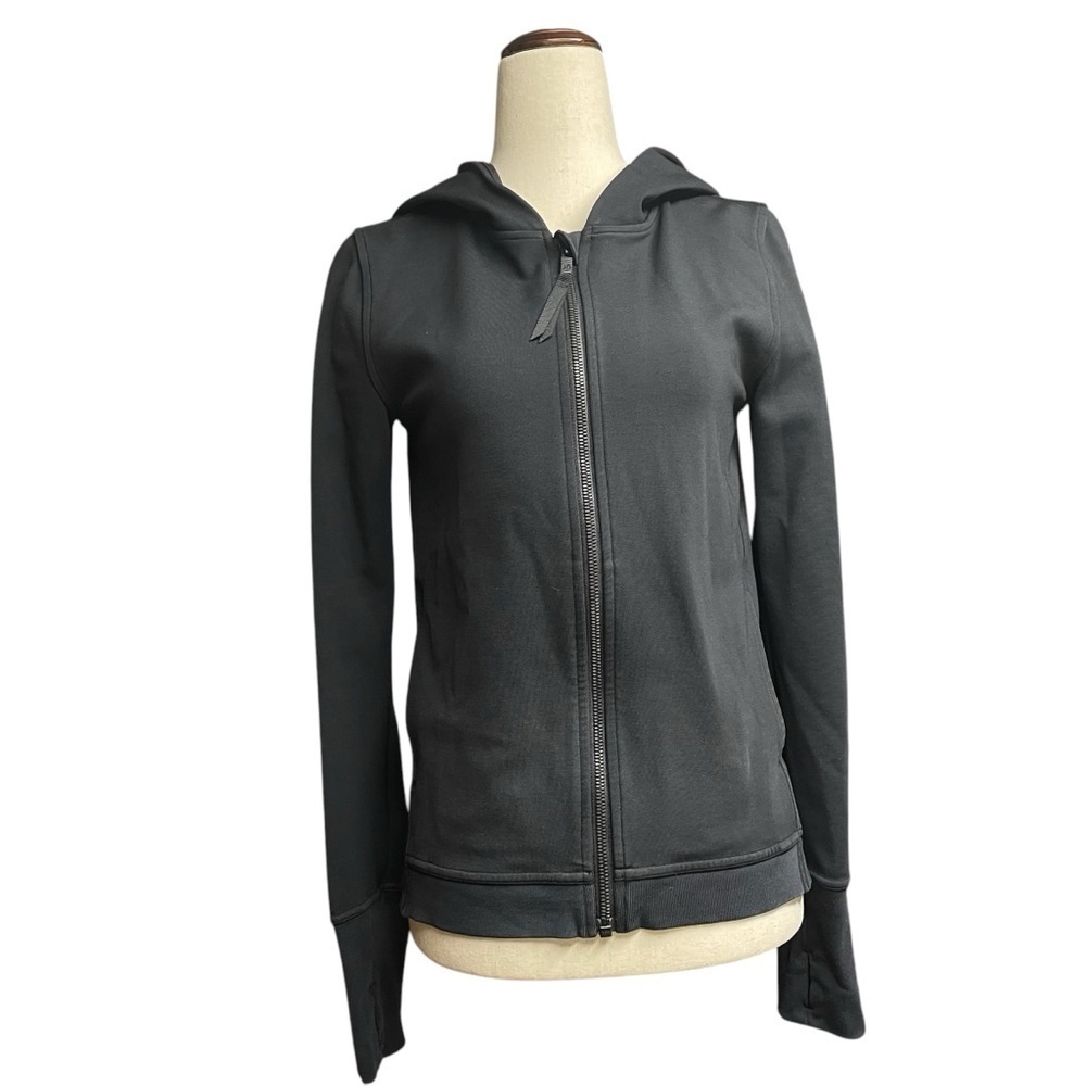 Lululemon Zip Up With Back Vent Black Hoodie Size 4 *Rare*